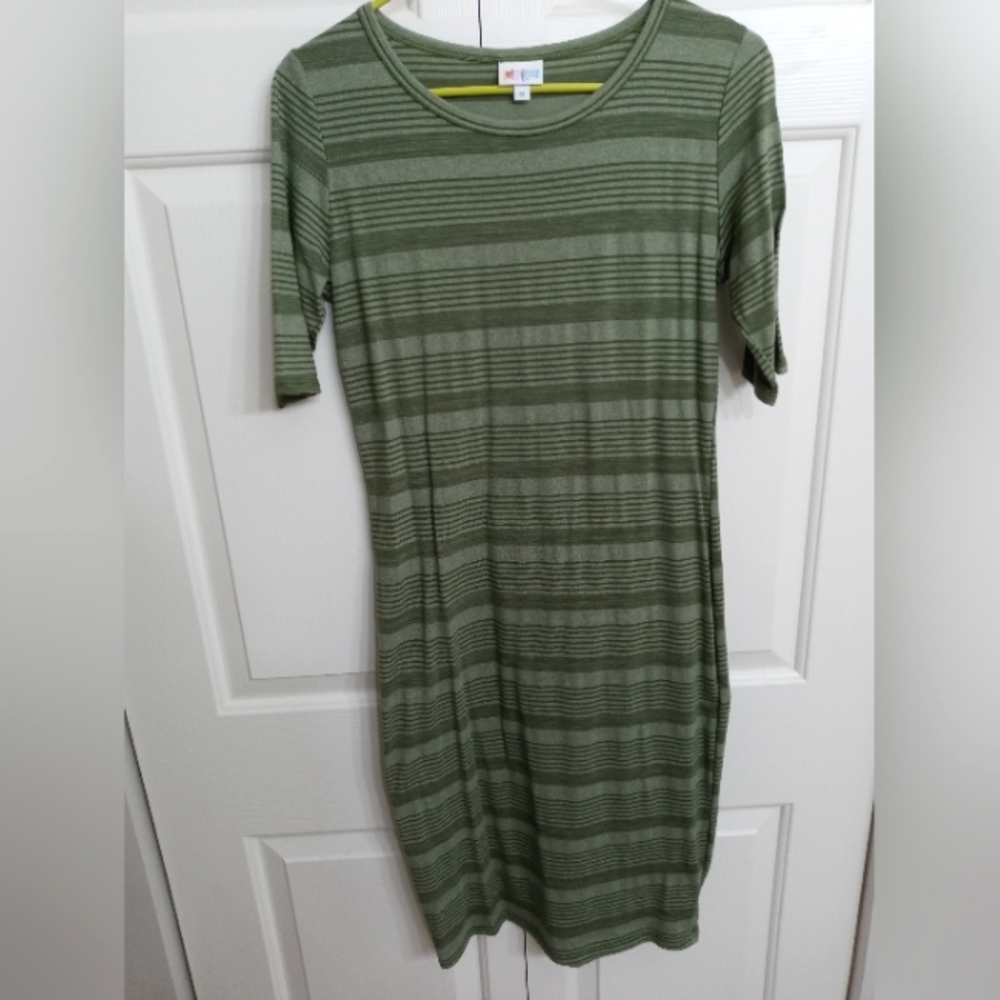 Green Striped LuaRoe Julia Dress